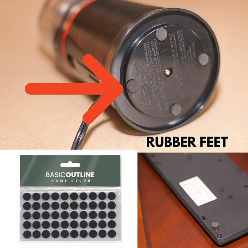 Basic Outline Cabinet Bumpers Furniture Bumpers Kitchen Cabinet Door Stoppers Sound Dampening Rubber Bumpers Made of Soft Eva Rubber for Quiet Drawer Close Anti Slam Cushion Rubber feet Pads 10 mm (50 pcs, Black) - Image 3